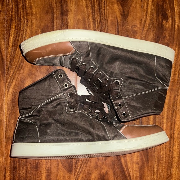 Gucci dark brown high top monogram sneakers size 9.5 men